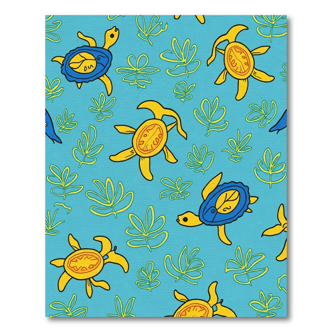 Bright Yellow Turtle Marine Life Rug