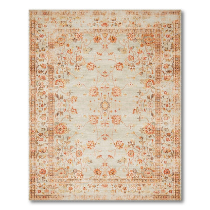 Distressed Floral Vintage Beige Area Rug