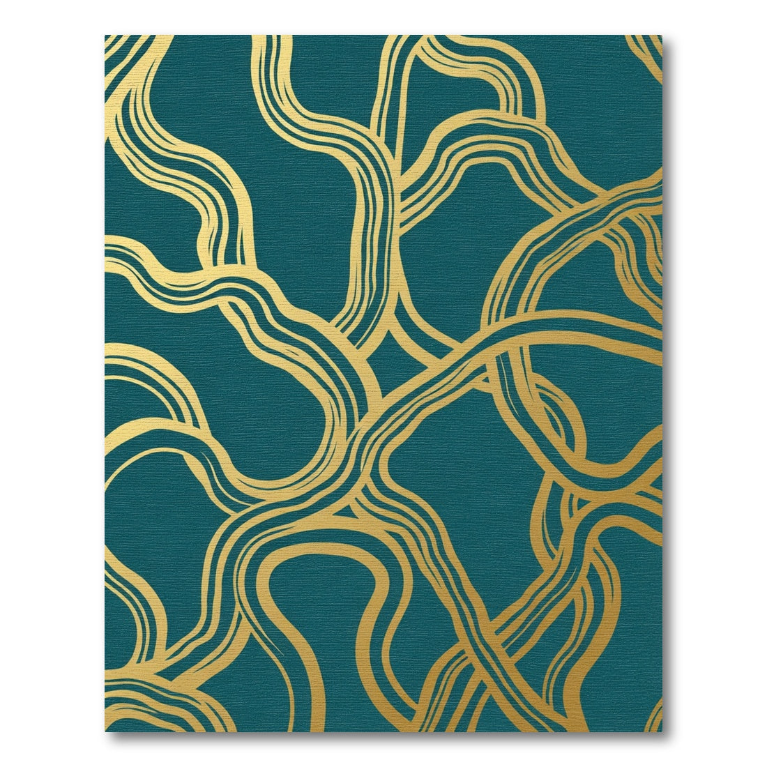 Teal Gold Organic Swirl Rug