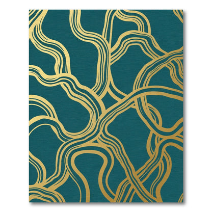 Teal Gold Organic Swirl Rug