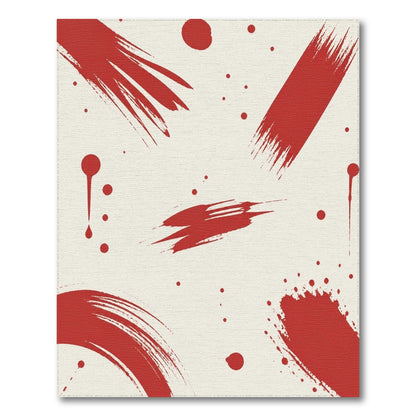 Abstract Area Red Abstract Brushstroke Area Rug