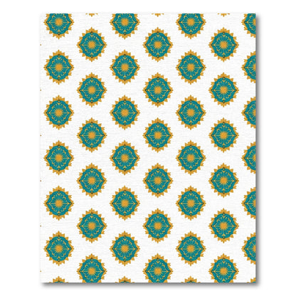 Teal Golden Floral Radial Arrangement Rug