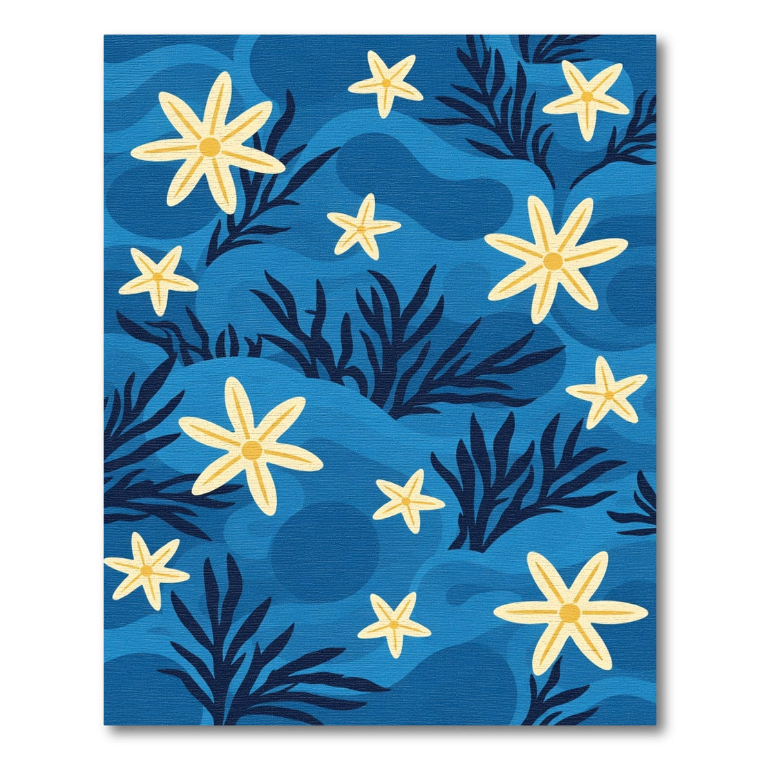 Yellow Starfish Deep Blue Ocean Waves Rug
