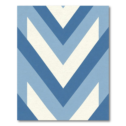 Modern Blue Chevron Stripes Rug