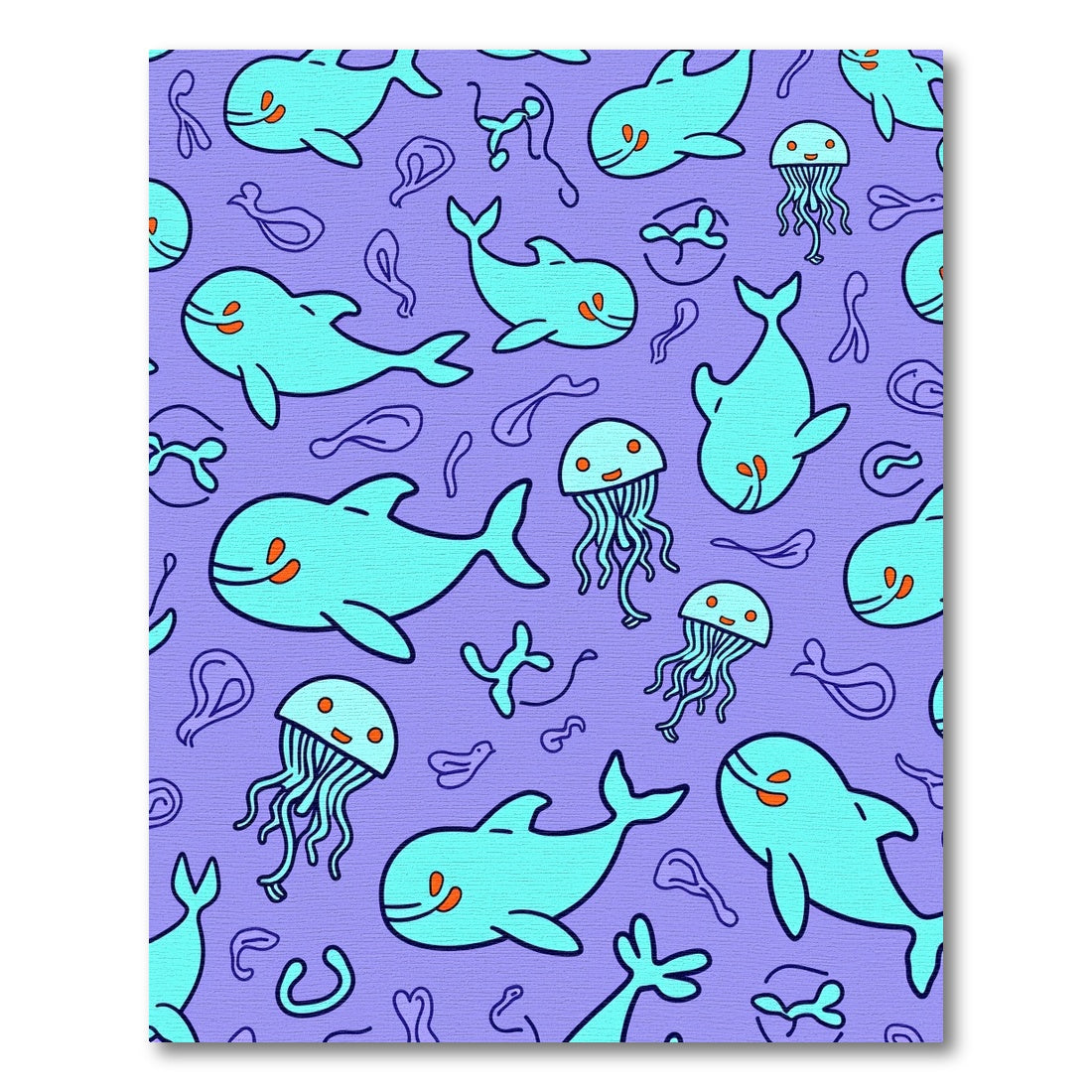 Whimsical Aquatic Life Dolphin Jellyfish Rug