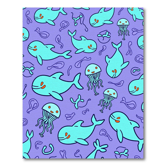 Whimsical Aquatic Life Dolphin Jellyfish Rug