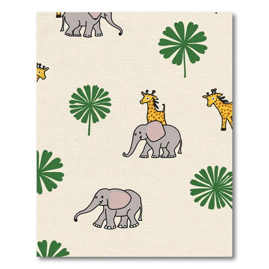 Cute Gray Elephant Yellow Giraffe Tree Rug