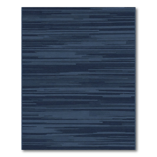 Deep Blue Horizontal Stripe Texture Rug