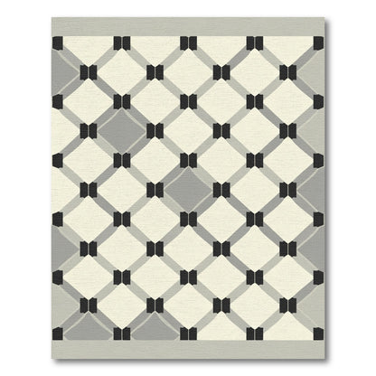Cream Gray Diamond Interlock Rug