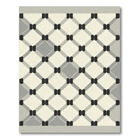 Cream Gray Diamond Interlock Rug