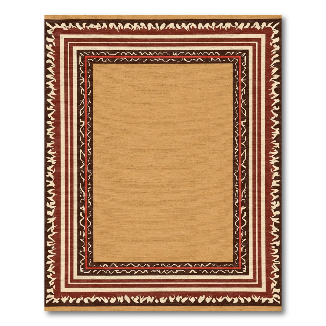 Earthy Red Bordered Geometric Stripe Rug