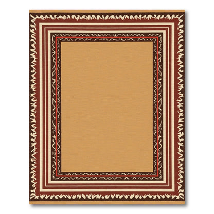 Earthy Red Bordered Geometric Stripe Rug