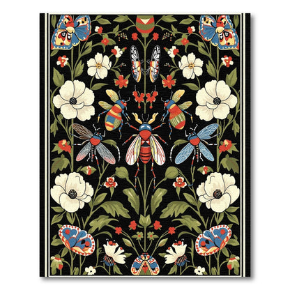 Whimsical Emerald Butterfly Insect Garden Rug