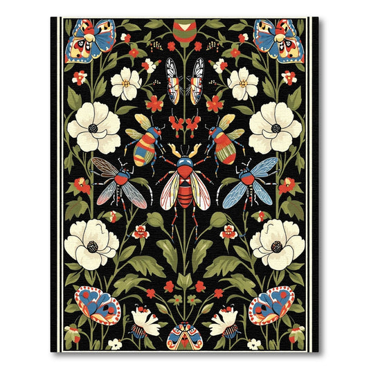 Whimsical Emerald Butterfly Insect Garden Rug