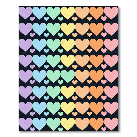 Pastel Hearts Colorful Repeat Rug
