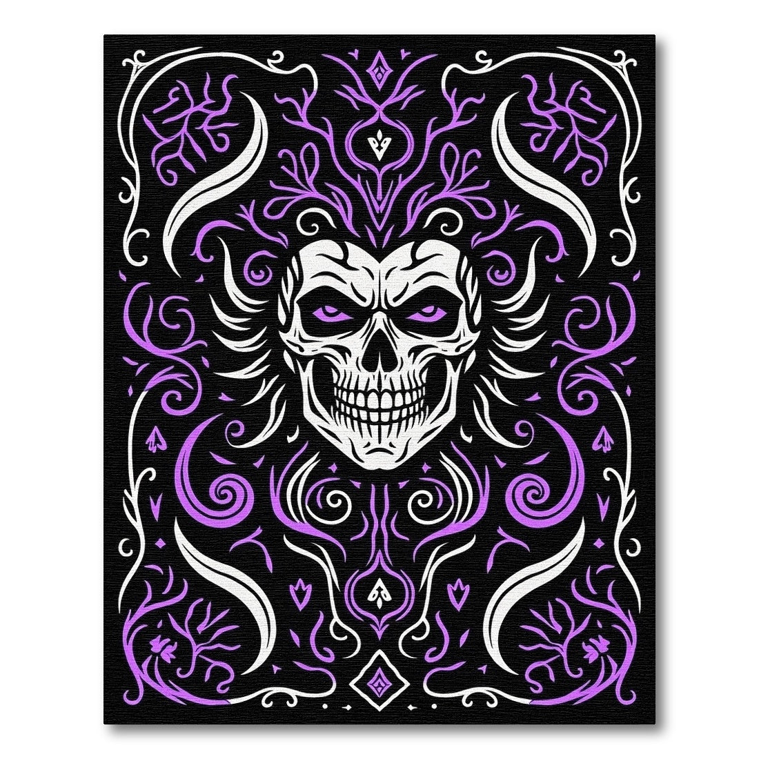 Spooky White Skull Purple Vines Rug
