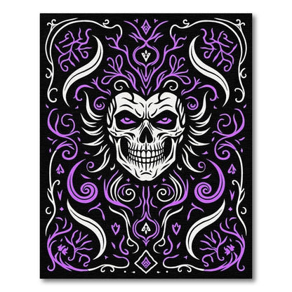 Spooky White Skull Purple Vines Rug