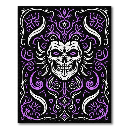Spooky White Skull Purple Vines Rug