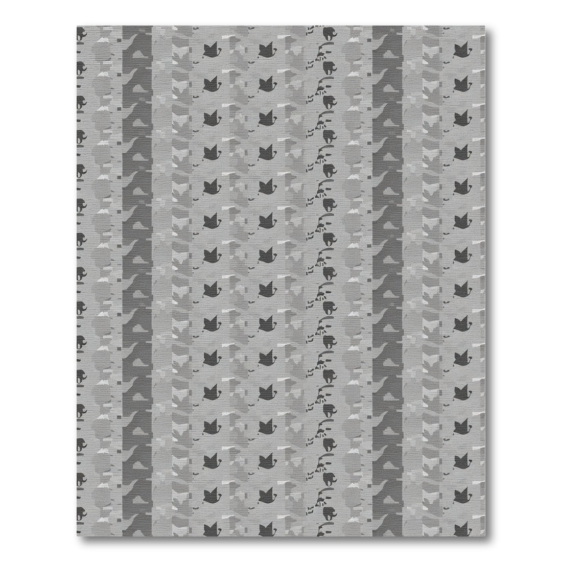 Monochrome Elephant And Leaf Stripes Rug