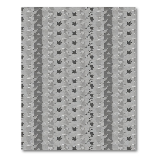 Monochrome Elephant And Leaf Stripes Rug