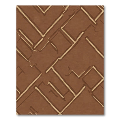 Brown Terracotta Geometric Labyrinth Rug