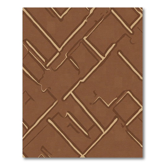 Brown Terracotta Geometric Labyrinth Rug