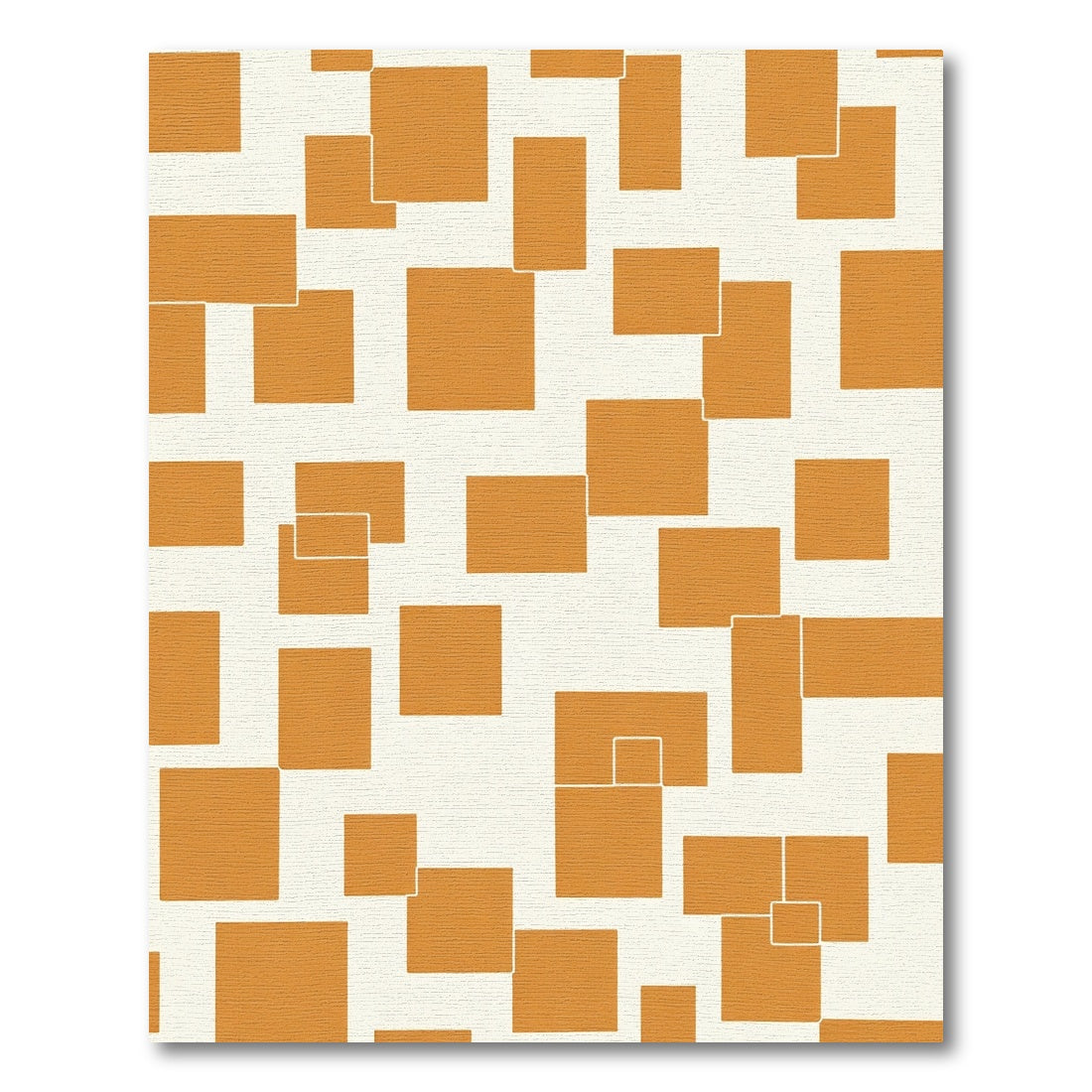 Orange Geometric Overlapping Squares Rug