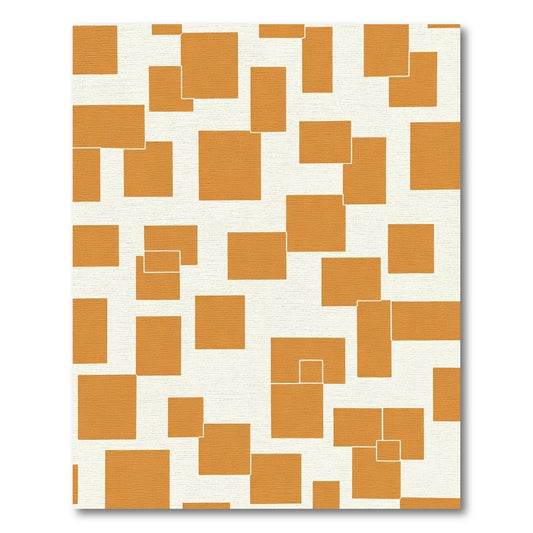 Orange Geometric Overlapping Squares Rug