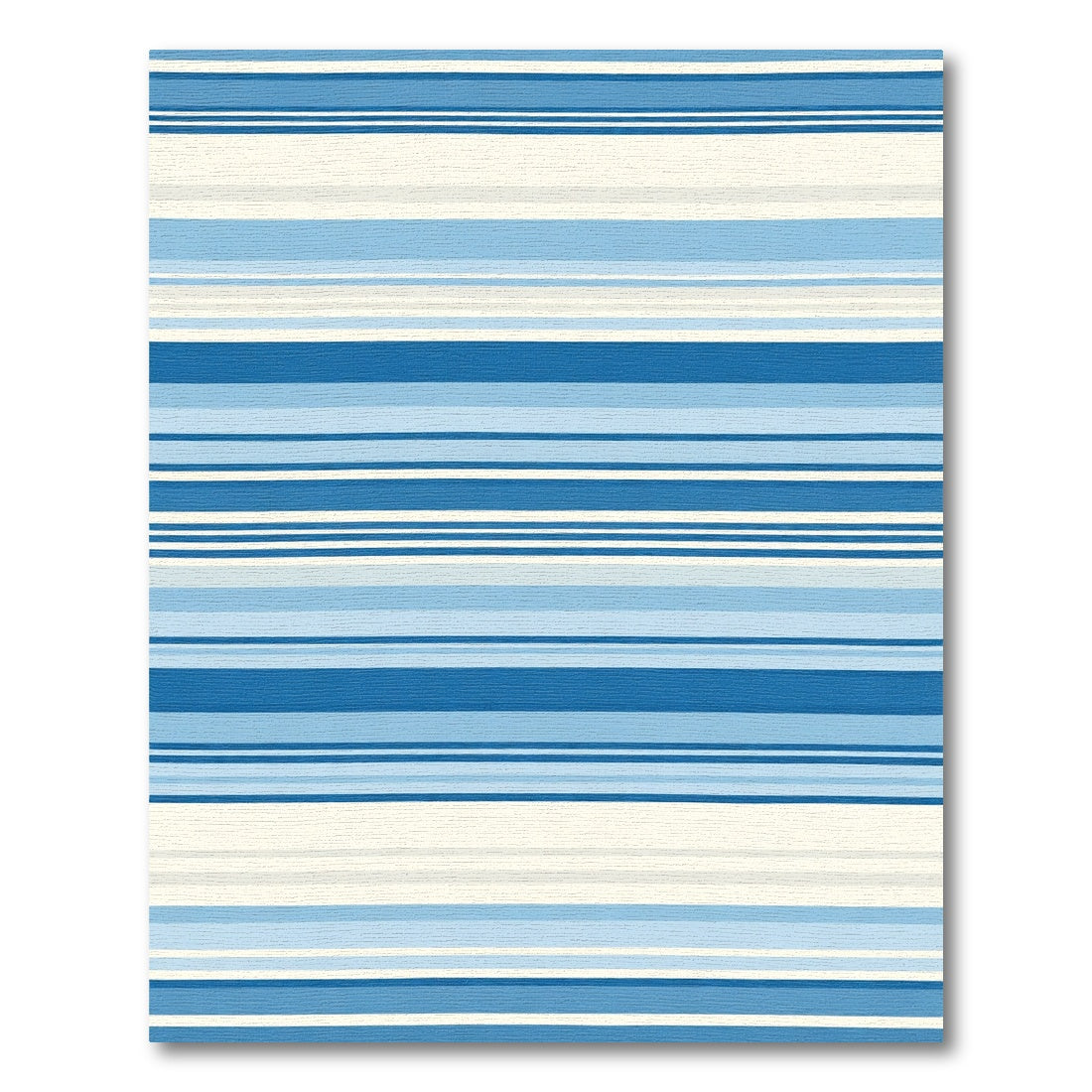 Bright Blue and White Linear Stripe Rug