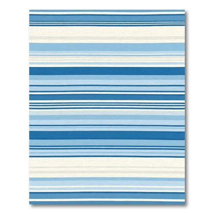 Bright Blue and White Linear Stripe Rug