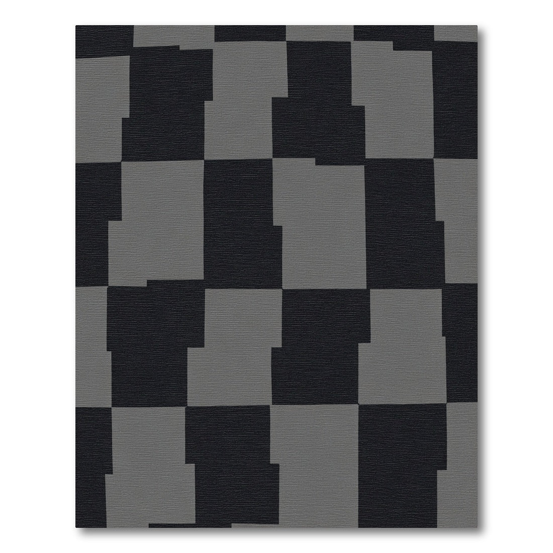 Monochrome Offset Checkered Grid Rug