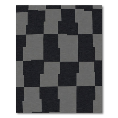 Monochrome Offset Checkered Grid Rug