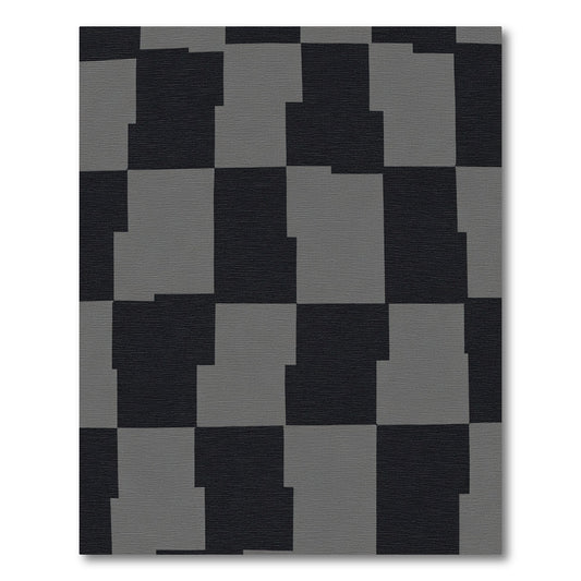 Monochrome Offset Checkered Grid Rug