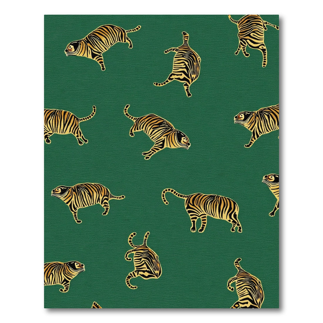 Golden Tiger Silhouette Emerald Green Rug