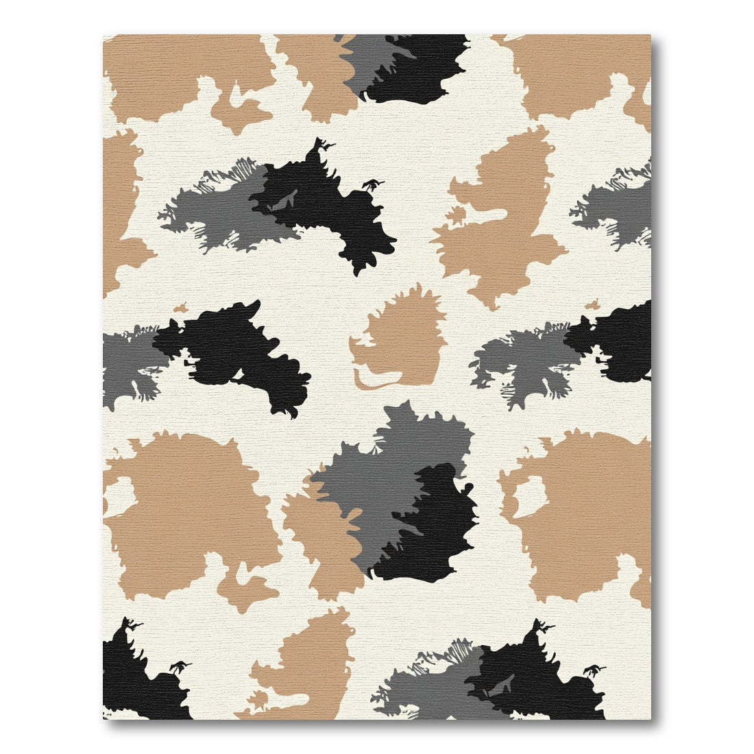Abstract Beige Black Gray Spotty Rug