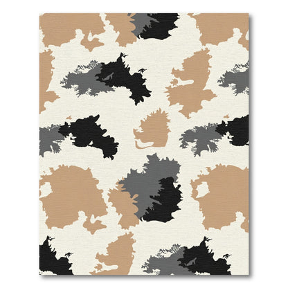 Abstract Beige Black Gray Spotty Rug