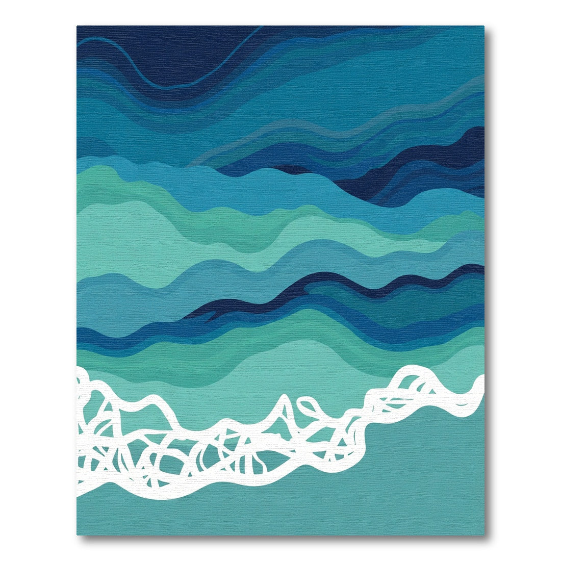 Teal Blue Wave Abstract Rug