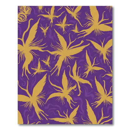 Golden Orchid Purple Abstract Floral Rug