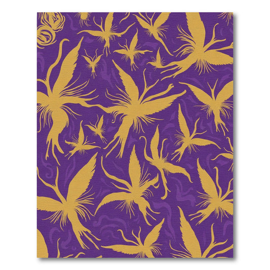 Golden Orchid Purple Abstract Floral Rug