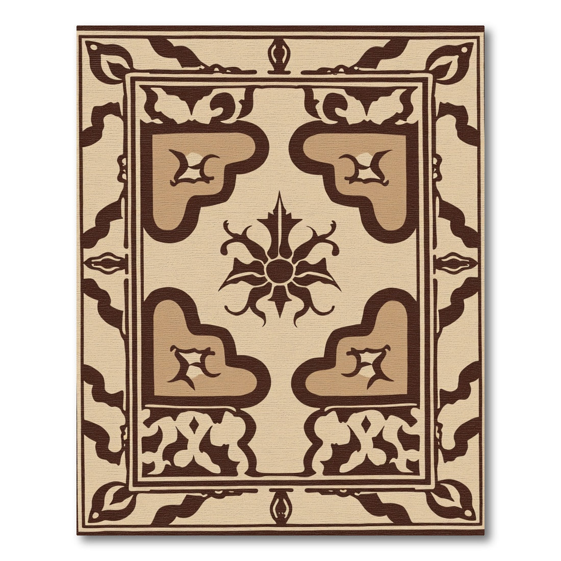 Brown and Tan Medallion Border Rug