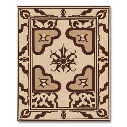 Brown and Tan Medallion Border Rug