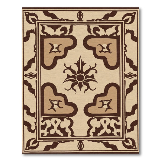 Brown and Tan Medallion Border Rug