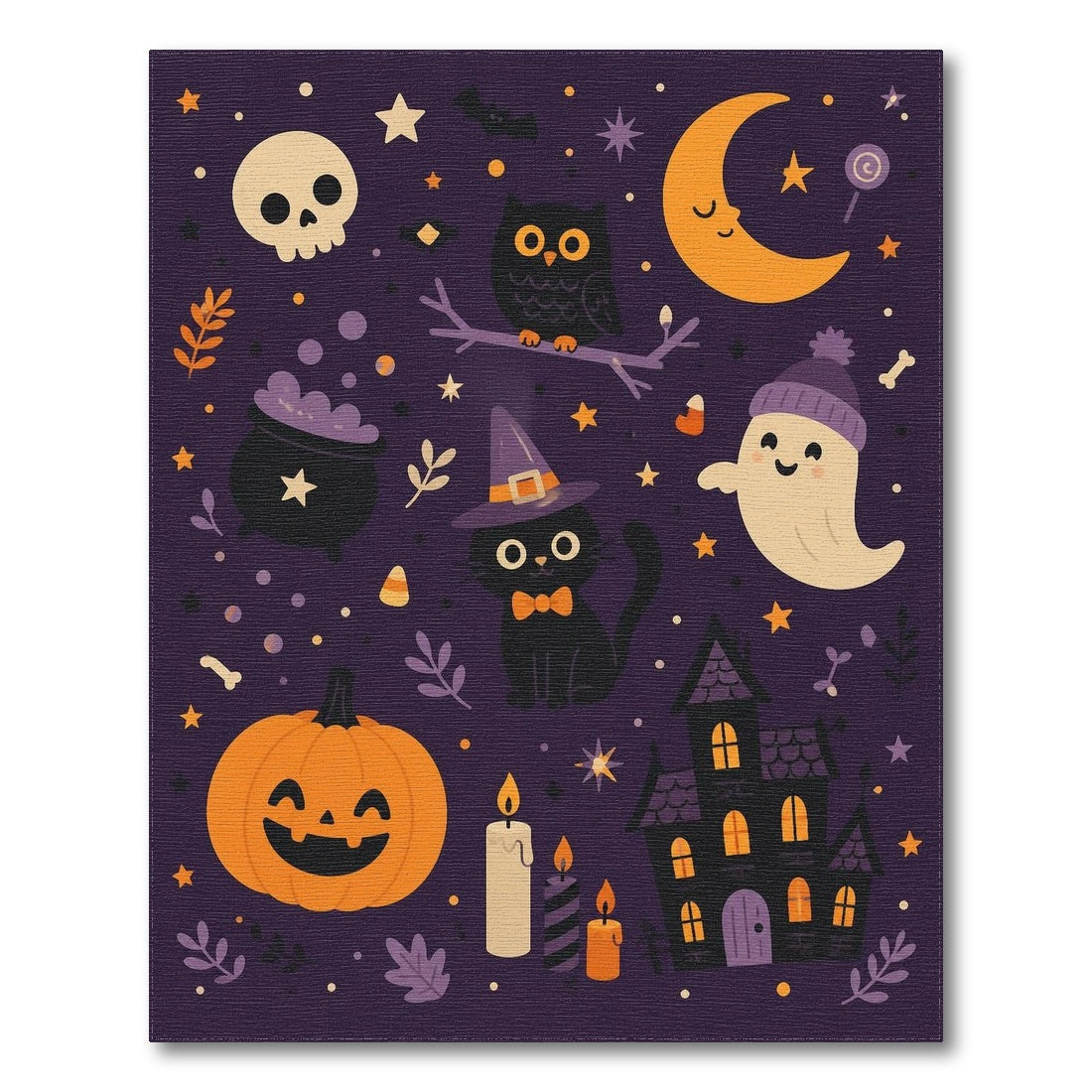 Cute Halloween Purple Kids Cartoon Area Rug