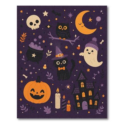 Cute Halloween Purple Kids Cartoon Area Rug