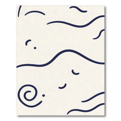 Abstract Area Blue and Teal Navy Abstract Wave Area Rug