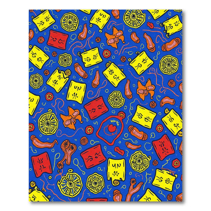 Vibrant Yellow Red Abstract Forms Rug