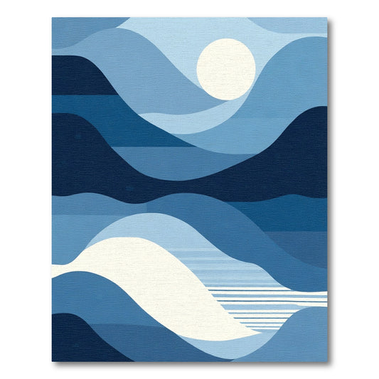 Abstract Blue Wave Horizon Rug