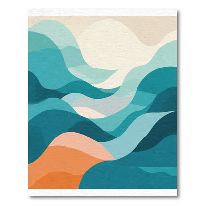 Oceanic Teal Orange Abstract Waves Rug