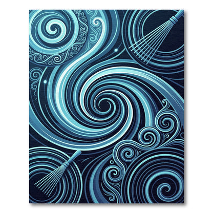Deep Blue Swirling Abstract Lines Rug