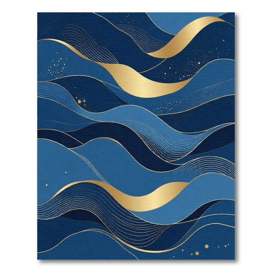Deep Blue Golden Wave Accordion Rug